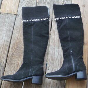 ASOS SIZE 7 BLACK SUEDE BOOTS THIGH HIGH